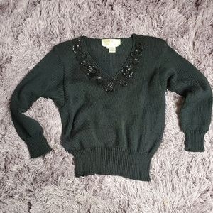 Vintage Black Hand Loomed Sweater..SHE custum